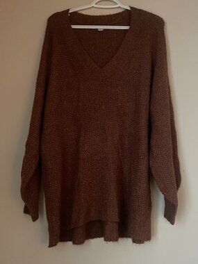 American Eagle Waffle Knit V-Neck Sweater